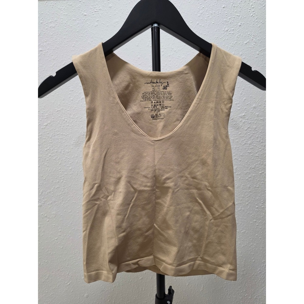 Intimately Free People Tan Beige Seamless V-Neck Ribbed Tank Top M/L F5221C